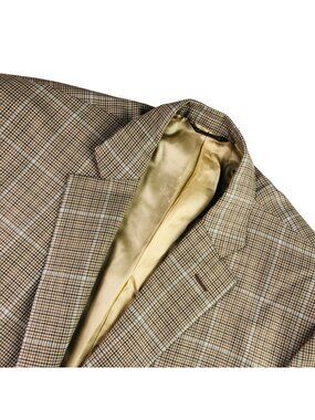 Trussini Men’s 100% Wool 2-Button Blazer Jacket Brown Windowpane • Italy • 50 R